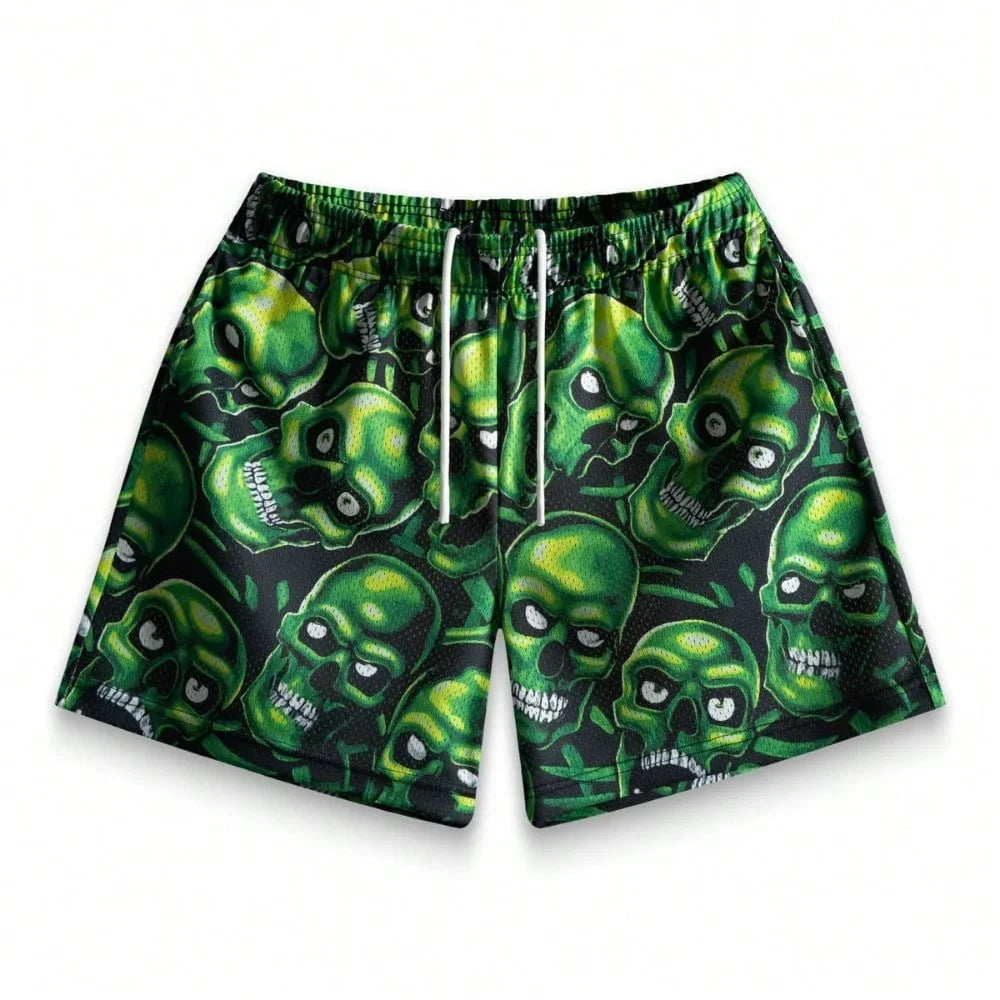 Premium 3D Printed Men's Hawaiian Shorts - Ultra Casual Skull Graphic for Summer Vacations and Sport Running