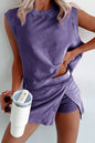 Summer Women Solid Color Casual Suit 2025 New Pure Cotton Short-Sleeved T-Shirt + Shorts Two Pieces Sets Women Vest Top Suits