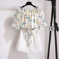 Women's Summer Shorts Suit 2026 New Casual Printed Shirt Top Pants Two Piece Korean Fashion Elegant Short Sleeve Blouse Set