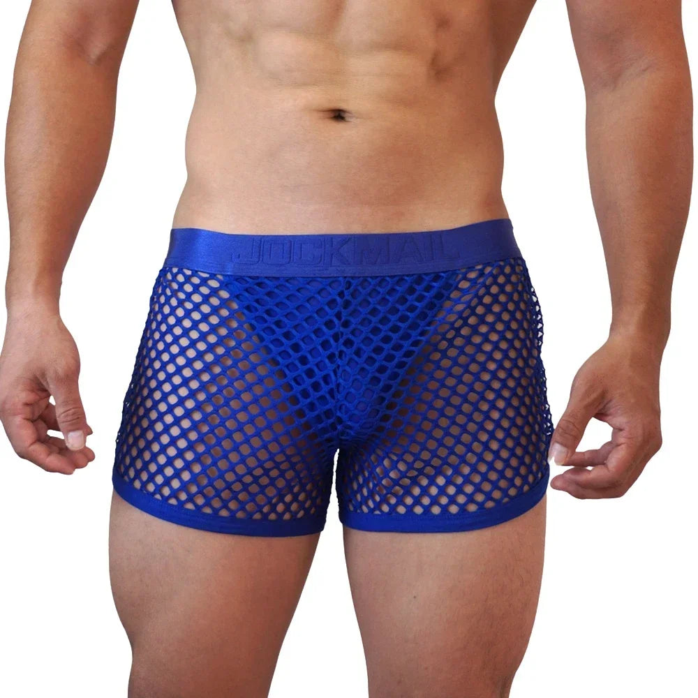 Men Underwear Boxer Thong 2 in 1 Lined with Thong Jockstrap Home Shorts Boxer Man Panties Sexy Soft Sport Short Boxer Mesh