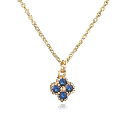 HECHENG, 18K Gold Plated Brass Cubic Zirconia Bijoux Exquisite Flower‑Shaped Women Necklace Dainty Collarbone Chain Jewelry Gift