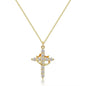 Exquisite Crown Cross Rhinestone Rotating Necklace for Women Fashion Copper Stainless Steel Necklace Party Banquet Jewelry Gift