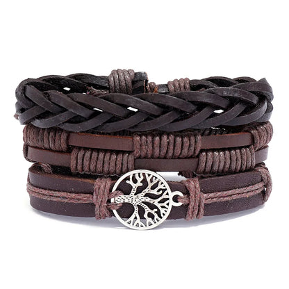 Modyle Multi-layer Gothic Leather Bracelet Set Punk Viantage Wings Charms Handwoven Bracelets for Men Jewelry Gifts