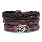 Modyle Multi-layer Gothic Leather Bracelet Set Punk Viantage Wings Charms Handwoven Bracelets for Men Jewelry Gifts
