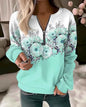 Floral Oversized Zip-Up Hoodie for Women