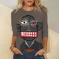 Abstract Art Face Painting Autumn Women's Round Neck Long Sleeve T-shirt Trend Loose Round Neck Long Sleeve T-shirt