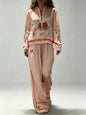 Autumn Animal Print Coat Trousers Suit Women Zipper Casual Long Sleeve