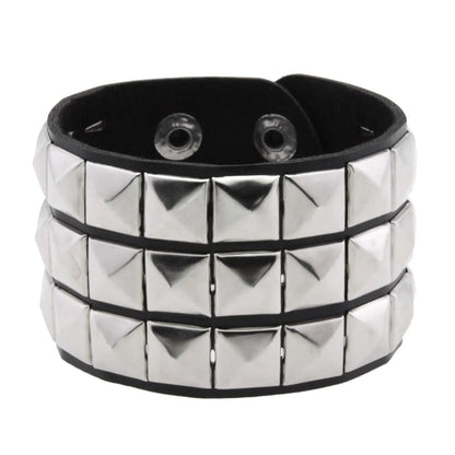 Punk Bracelets PU Leather Studded Bracelet Adjustable Goth Cuff Bracelet Gothic Rivet Buckle Wristband for Men Women Emo Jewelry
