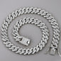 14mm Iced Out Prong Cuban Link Chain Necklace for 2 Row Rhinestone