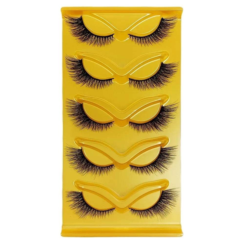 5 Pairs Cat Eye False Eyelashes Eye End Lengthening Long Curling Thick Fluffy All-match Comfortable Faux Mink False Eyelashes