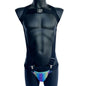 Sets Men Bodysuit Suspender Jumpsuits Nylon Jock Strap Harness Gay Underwear Jockstrap Laser Faux Leather Removable Penis Pouch
