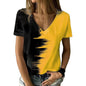 New women's V-neck T-shirt, black and white, suitable for document subscribers, 3D printing, vacation