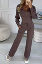 Autumn Casual Solid Sportswear Women Set Fashion Zipper Hooded
