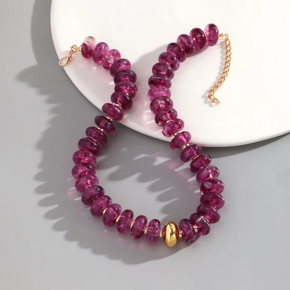 Chunky Colorful Beaded Choker Necklace Women Summer Trendy Round Resin Beads Chain Necklaces Statement Jewelry Gift for Vacation