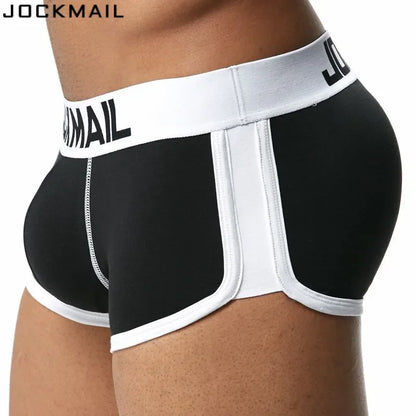 Men Trunks Built-in Fake Butt Hip Lifter Enhancer Shorts Boxer Padded Underwear Underpants Breathable with Removable Pads