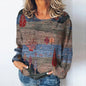 Women's Natural Scenery Printed Long Sleeve T-Shirt Casual Ladies Tops Daily Loose Clothes Retro Casual Fashion Ladies T-Shirt