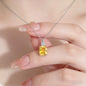 925 Silver Radiant Cut Yellow Crystal Pendant Necklace Women Sparkling Cubic Zircon Citrine Choker Chain Fine Jewelry
