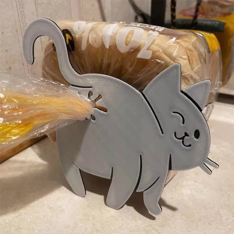 Hot Sale 2pcs 3D Cat Butt Bread Bag Clip Snack Bag Sealing Clip Novelty Kitchen Gadget Food Storage Bag Clip For Cat Lovers