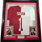 Framed Autographed/Signed Nick Saban 35x39 Alabama Split Pro Cut College Football Jersey PSA/DNA COA