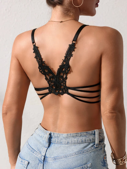 Butterfly lace Backless Style sexy bras Fashion Comfortable women's bra Front closure push-up bra