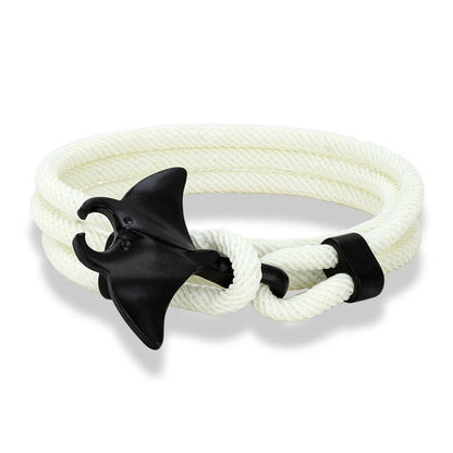 MKENDN Ocean Style Manta Ray Multilayer Rope Bracelet Charms Men Women Beach Wristband Adjustable Jewelry Homme