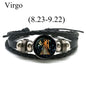 12 Zodiac Signs Leather Bracelet for Men Women Virgo Libra Scorpio Aries Taurus  Braided Rope Bracelets Birthday Gift Wholesale