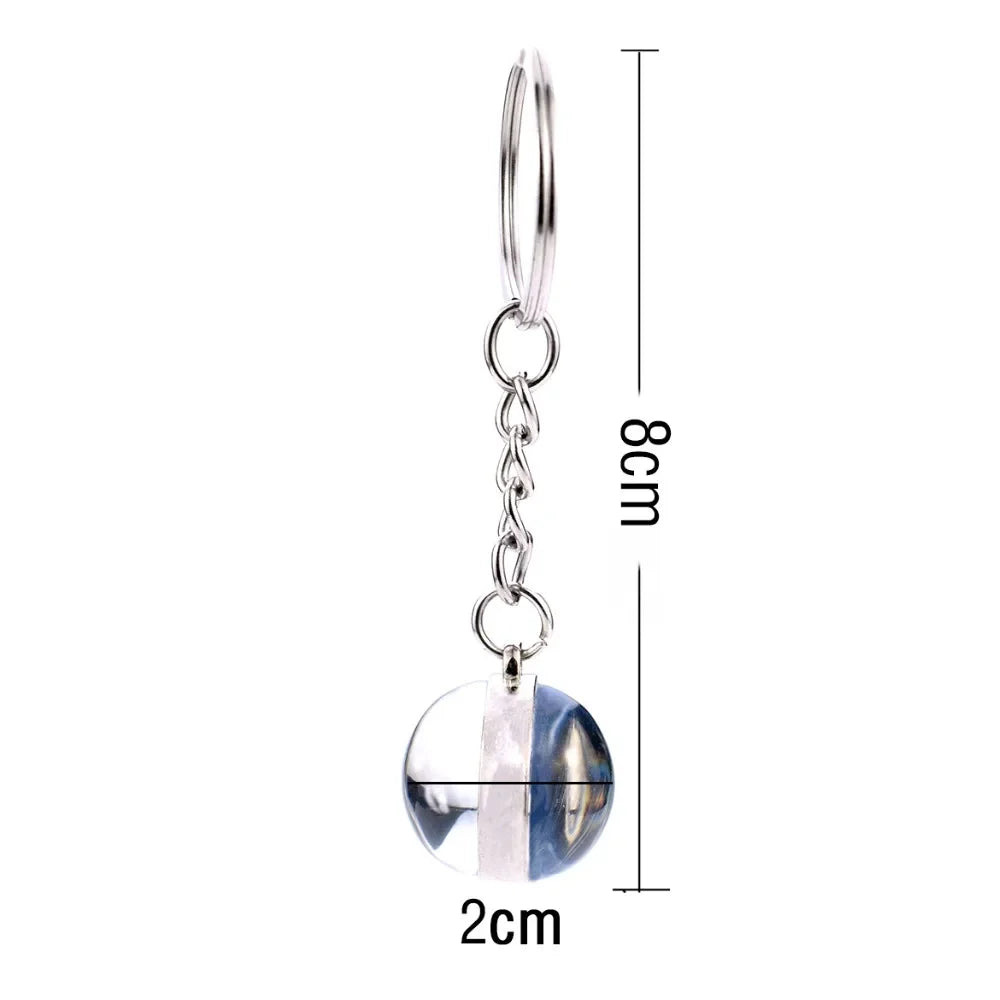 Horse Pattern Keychains White Brown Horse Racing Double Sided Glass Ball Pendant Key Chain Fashion Animal Jewelry Keyring Gift