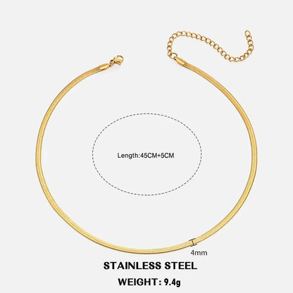 Hot Classic Unisex Flat Snake Chain Choker Necklace For Women Stainless Steel Herringbone Gold Silver Color Fashion Jewelry Gift