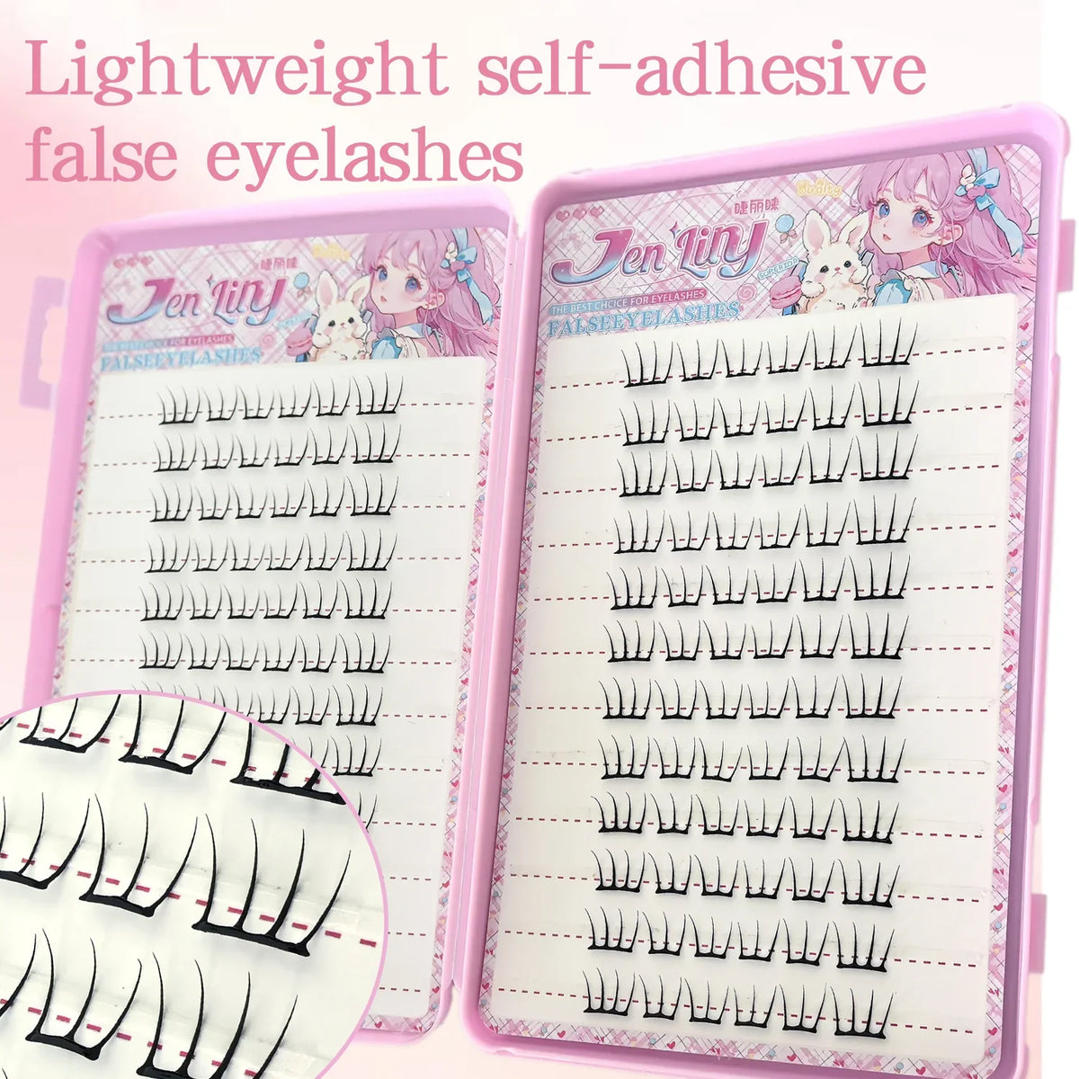 K-pop 2.0 Style Self-Adhesive False Eyelashes Easy Wear No Glue Trendy Daily/Party Eye Makeup Accessory