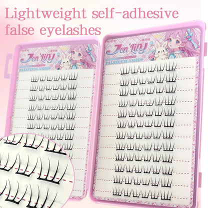 K-pop 2.0 Style Self-Adhesive False Eyelashes Easy Wear No Glue Trendy Daily/Party Eye Makeup Accessory