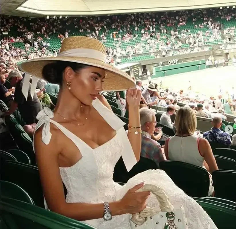 Straw summer hat French elegant ladies seaside travel sun hat Hepburn style wide brim hat  햇빛가리개 모자 모자