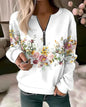 Floral Oversized Zip-Up Hoodie for Women
