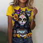 Fashion Women's T-shirt for Girls Summer Short Sleeve Sexy Girls Clothes Day of the Dead Undead Skull Pattern oversized T-shirts
