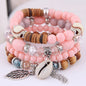 DIEZI Korean Trendy Multicolor Green Crystal Beads Rope Bracelets Women Girls Elastic Tassel Wrap Bracelet Pulseira Feminina