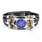 Twelve Constellations Luminous Leather Bracelet Retro Multi-layer Beaded Leather Bracelet Jewelry Gifts for Men Women Couples