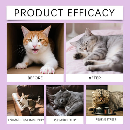 Kriath Cat Melatonin Drops 60ml Pet Calming Supplement Liquid Improve Sleep Quality Reduce Stress Anxiety Relief for Cats