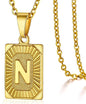 Initial Pendant Necklace for Women Simple Stainless Steel Cuba Link Charm Letter Square Necklace Men Jewelry Couple Gift