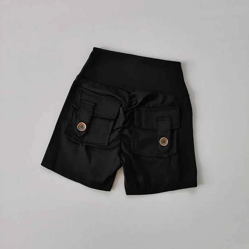 Nude High Waist Seamless Fitness Shorts with Pockets
