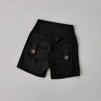 Nude High Waist Seamless Fitness Shorts with Pockets