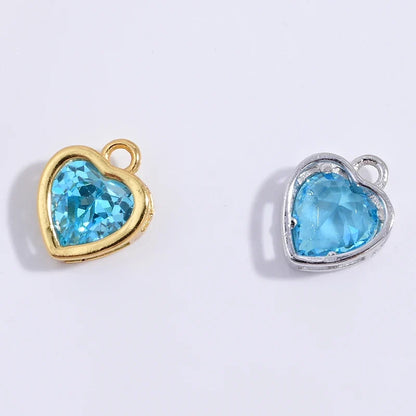 S925 Sterling Silver Heart Blue Crystal Charm DIY Handmade Bracelet Necklace Accessories For Women SD68