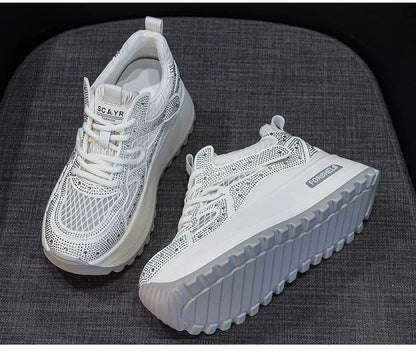 GKTINOO Hollow Sandals Rhinestones Fashion Lightweight Luxury Women Chunky Sneakers Female Summer Height Increasing Ladies Shoes