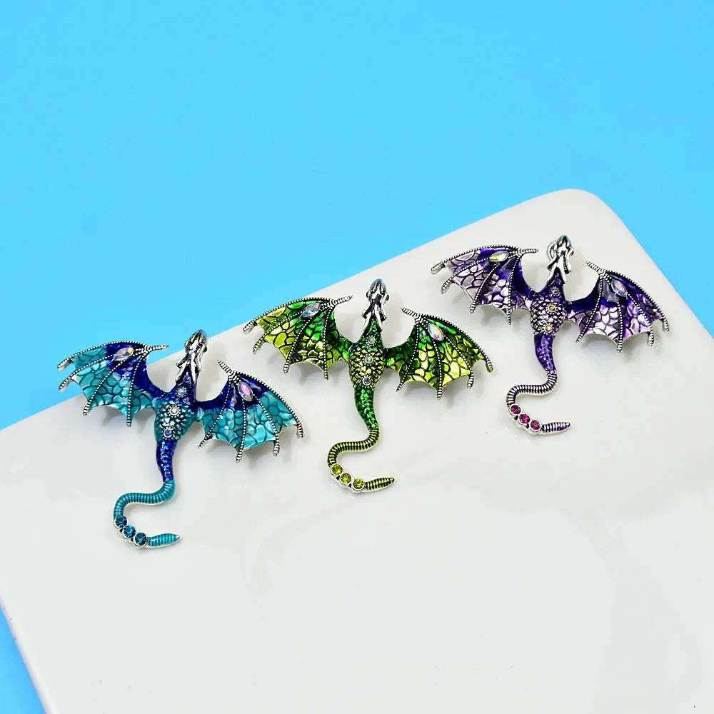 CINDY XIANG Enamel Fly Dragon Brooch Beautiful Legand Animal Pin 3 Colors Available Winter Jewelry High Quality New 2022