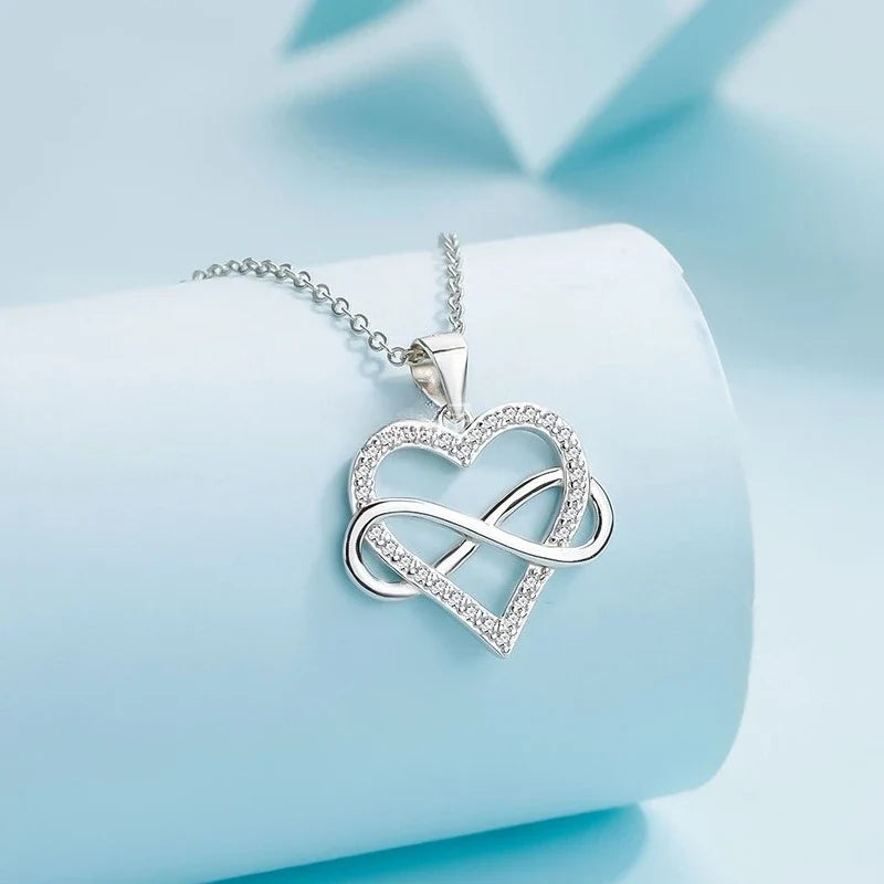 925 Sterling Silver Zircon Fashion Korean Women Elegant Round Pendant Necklace Birthday Jewelry Sterling Silver