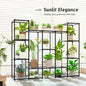 Large Plant Stand Indoor Outdoor Metal Plant Shelf Waterproof Plant Rack For Multiple Plants Wide Flower Stand For Patio Balcony Garden Black