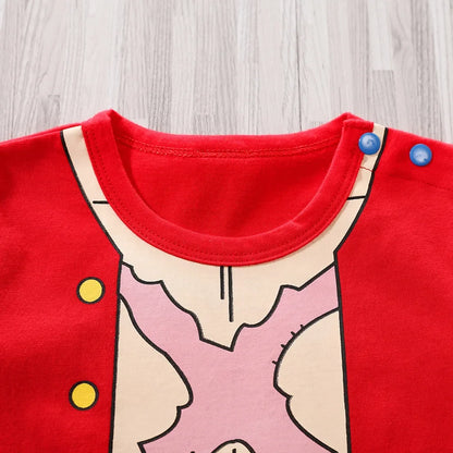 Cartoon 100% Cotton Short Sleeve Newborn Baby Boy Onesie Round Neck