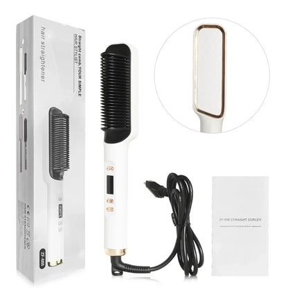 Electric Hot Comb Straight Hair Straightener Comb Straightening Brush Negative Ion Multifunctional Anti-Scalding Styling Tool