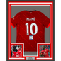 Framed Autographed/Signed Sadio Mane 35x39 Liverpool Red Soccer Jersey Beckett BAS COA