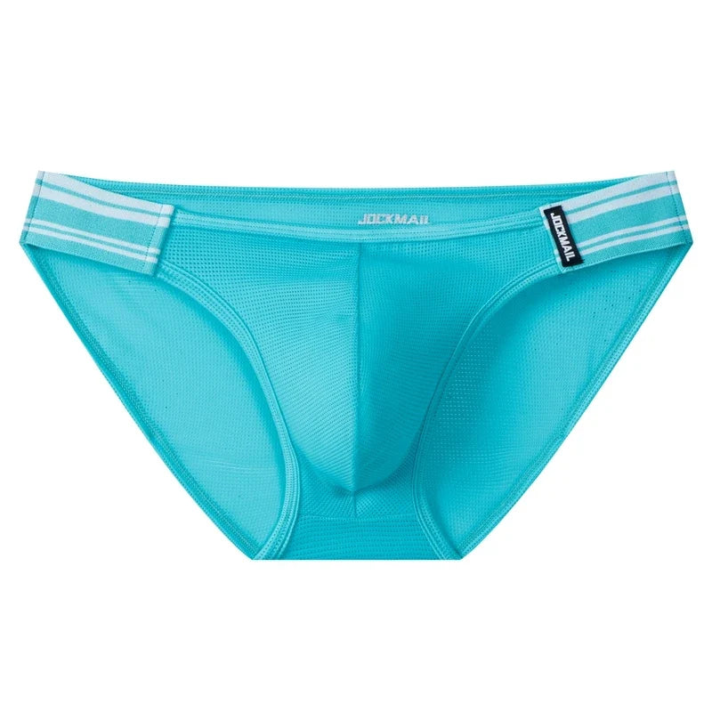 Men Bikini Briefs Sexy Underwear Gay Panties Comfortable Penis Pouch Slip Hombre Cuecas Male Underpants Nylon Mesh Quick Dry