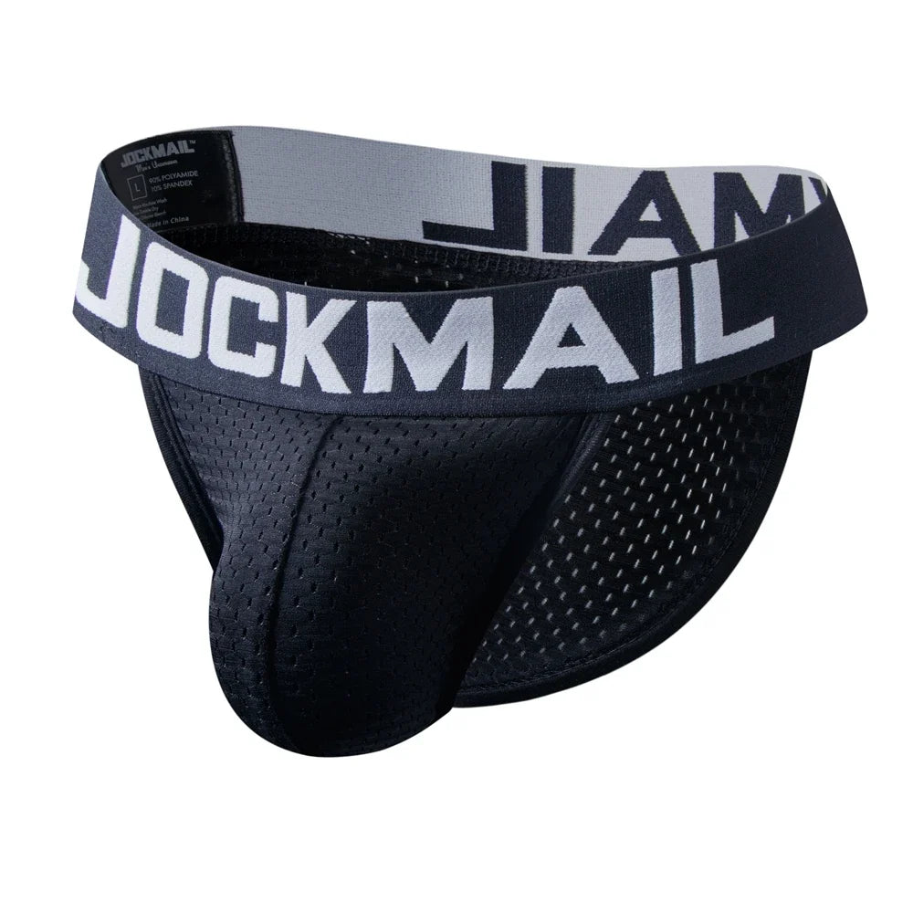 Black Men's JOCKMAIL JM353 - Full Mesh Brief