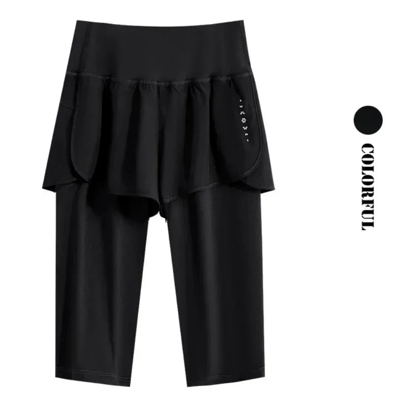 DRUR Yoga Shorts Women Summer Five-Quarter Athletic Shorts Elastic Waist Running Workout Short Leggings For Ladies Sport Shorts